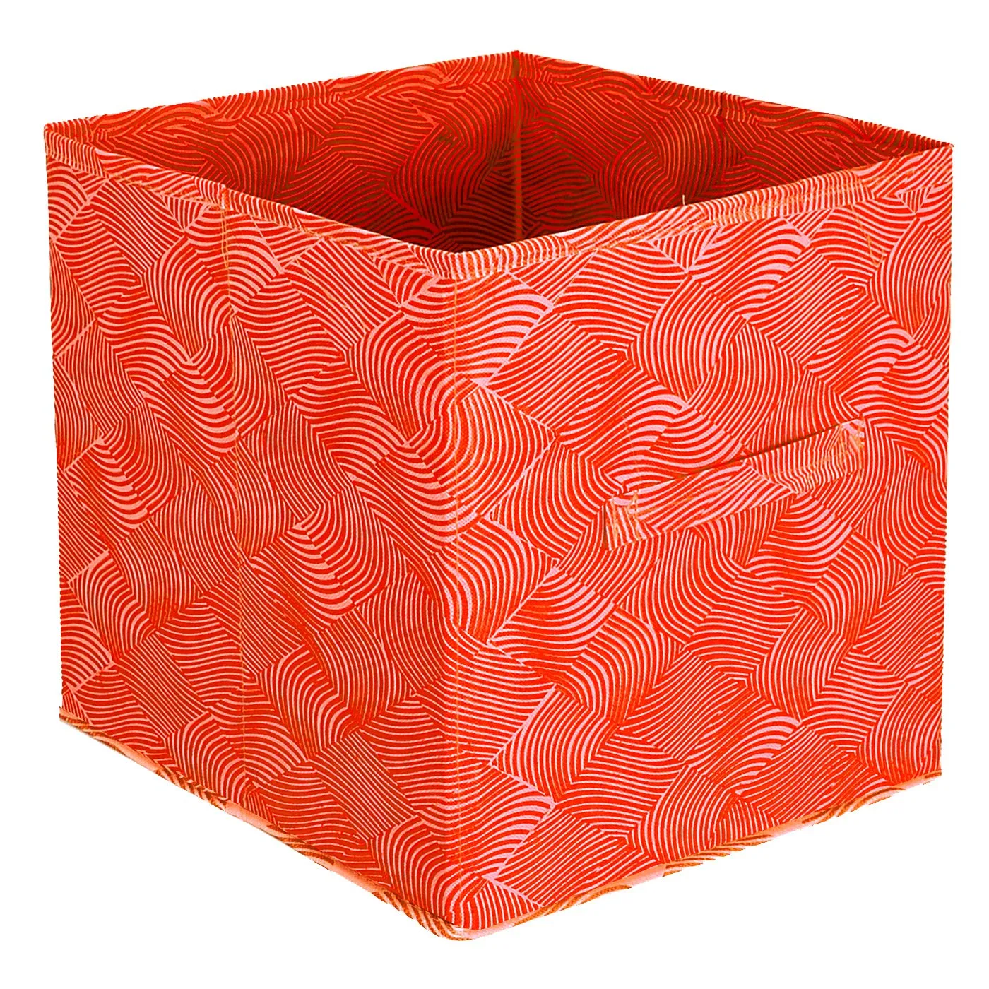 Kuber Industries Laheriya Print Non Woven 3 Pieces Fabric Foldable Storage Cubes For Toy,Books,Shoes Storage Box With Handle,Extra Large (Orange)-KUBMART16122