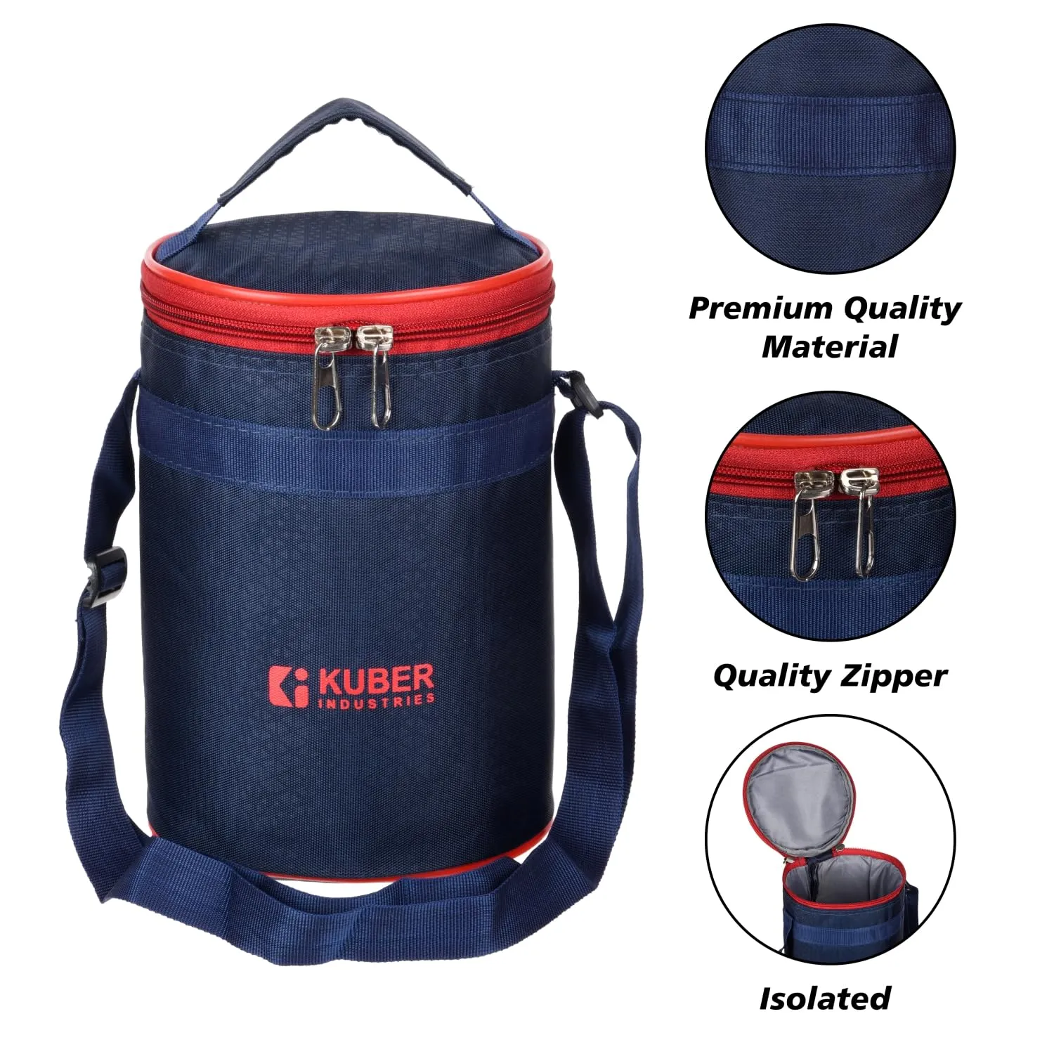 Kuber Industries Lunch Bag | Lunch Bag for Office | Lunch Bag for College | Reusable Lunch Bag | Lunch Bag for Adults | Lunch Bag with Handle | Insulated Lunch Bag | Navy Blue