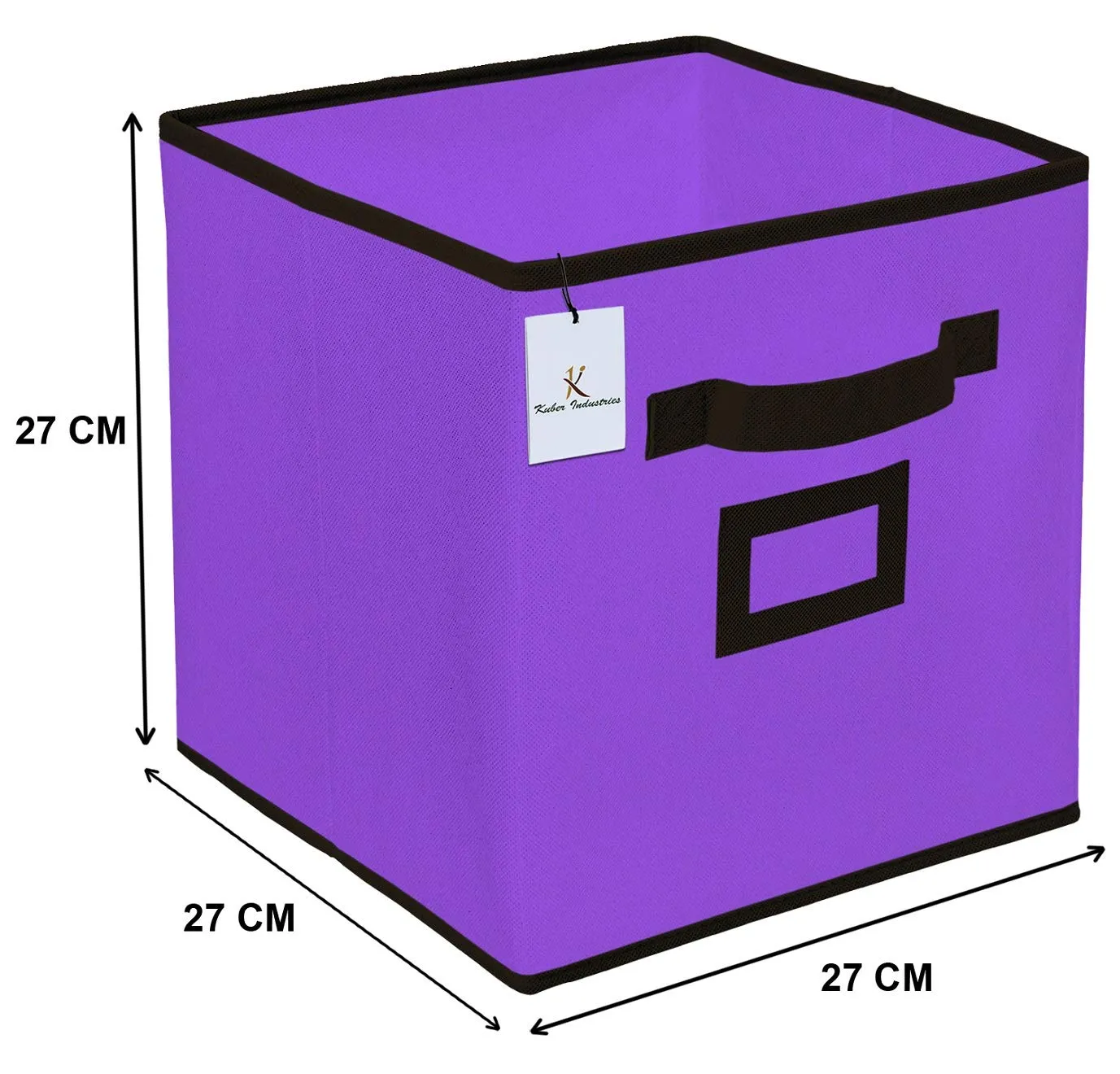 Kuber Industries Non Woven Small Foldable Storage Organiser Cubes/Boxes (Purple)