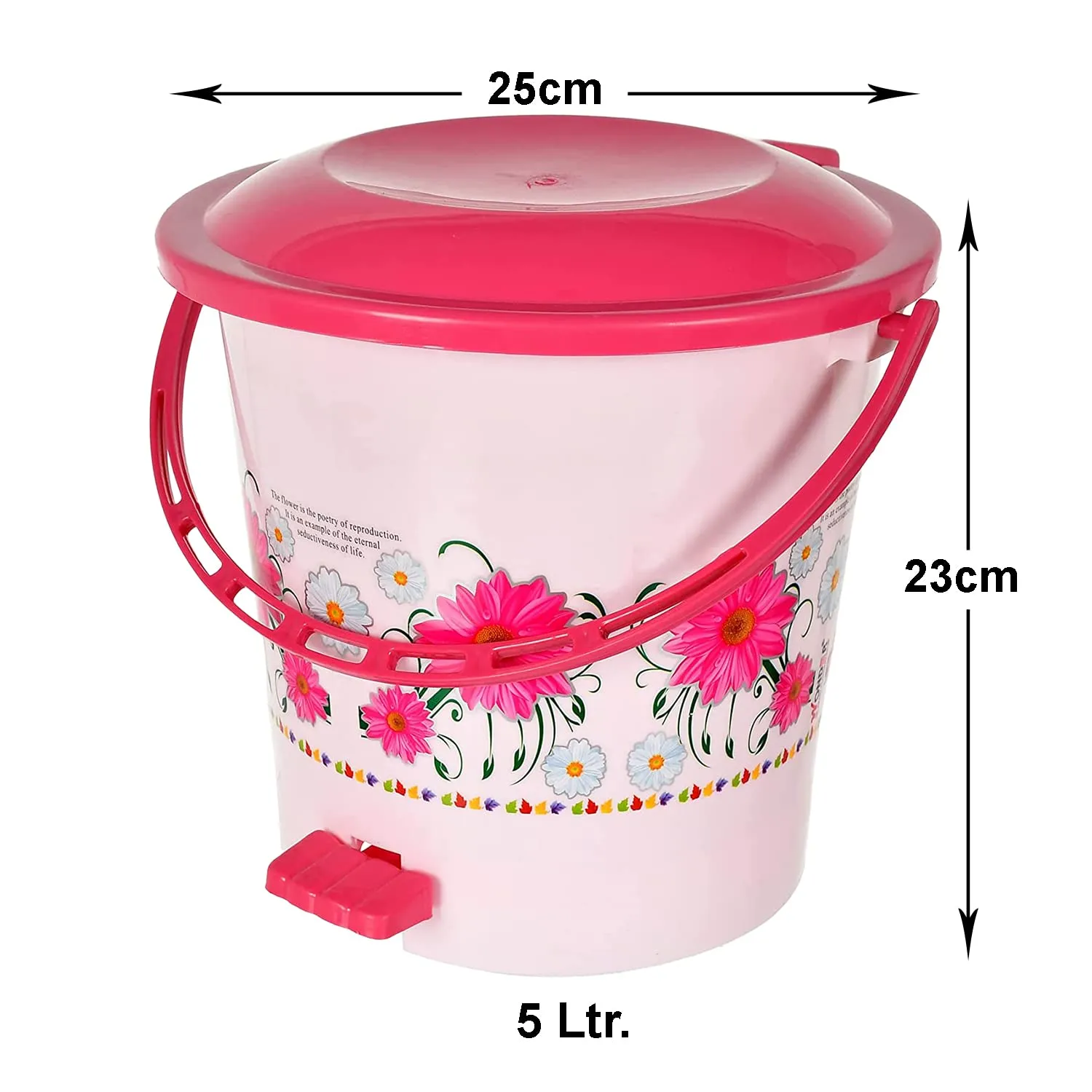 Kuber Industries Pedal Dustbin|Plastic Pedal Dustbin|Kitchen Paper Bin|Dustbin For Bedroom|Dustbin For office|5 Liter Dustbin|Pack of 3 (Pink)