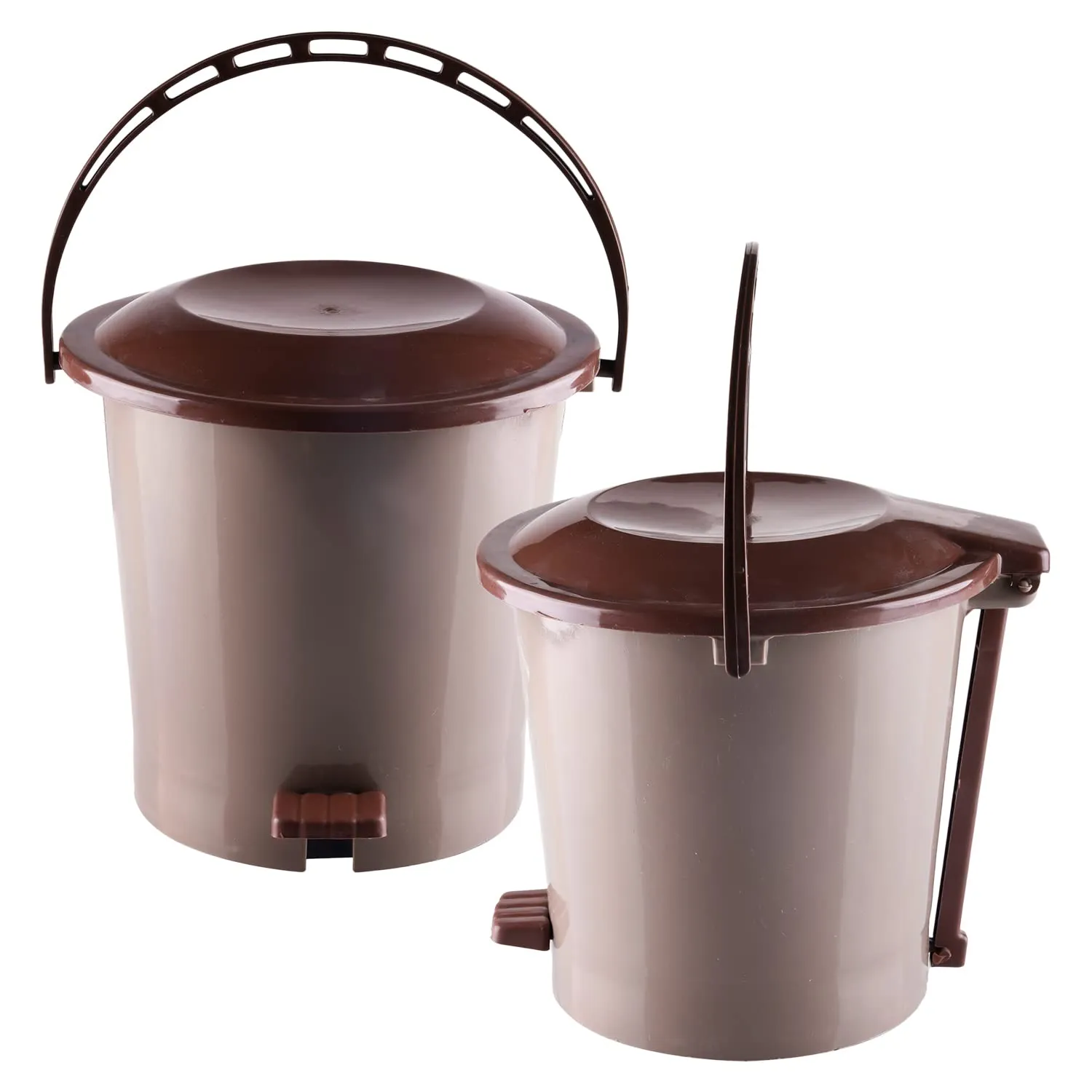 Kuber Industries Pedal Dustbin|Plastic Pedal Dustbin|Kitchen Waste Paper Bin|Dustbin For Bedroom|5 Liter Dustbin (Brown)