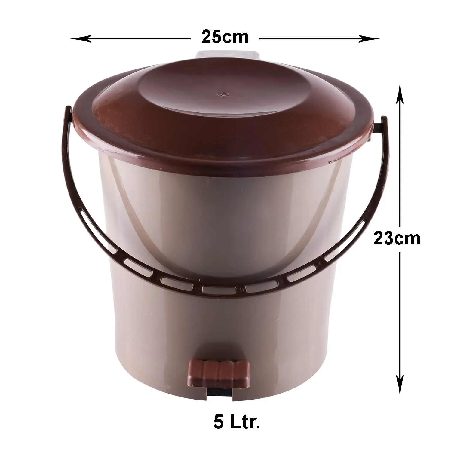 Kuber Industries Pedal Dustbin|Plastic Pedal Dustbin|Kitchen Waste Paper Bin|Dustbin For Bedroom|5 Liter Dustbin (Brown)