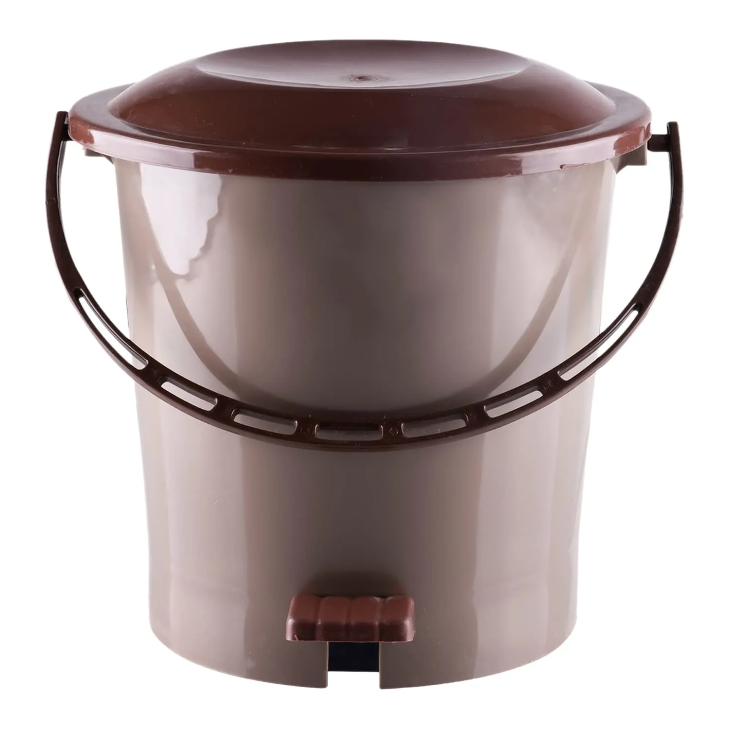 Kuber Industries Pedal Dustbin|Plastic Pedal Dustbin|Kitchen Waste Paper Bin|Dustbin For Bedroom|5 Liter Dustbin (Brown)