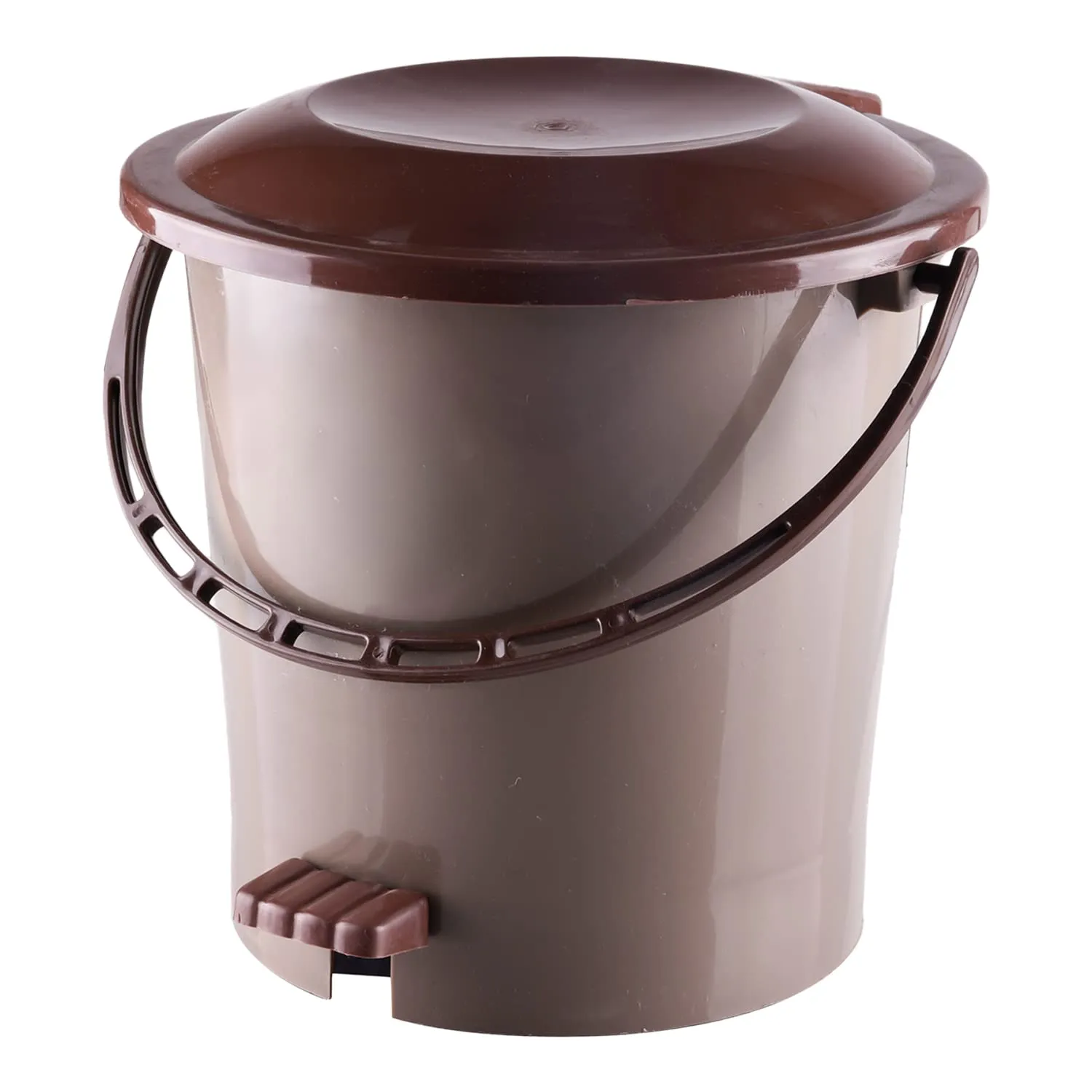 Kuber Industries Pedal Dustbin|Plastic Pedal Dustbin|Kitchen Waste Paper Bin|Dustbin For Bedroom|5 Liter Dustbin (Brown)