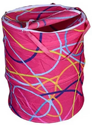 Kuber Industries Round Cloth Foldable Laundry Basket Bag, Volume:-30L,Multi Color ,Cotton