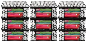 Kuber Industries Saree Covers With Zip|Saree Covers For Storage|Saree Packing Covers For Wedding|Pack of 9 (Black & White)