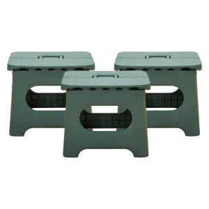 Kuber Industries (Set of 3) Small Folding Stool for Sitting - Plastic Foldable & Portable Step Stool for Kids - Green