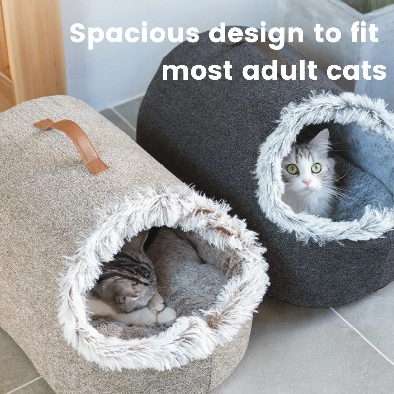 Large Enclosed Soft Fleece Cat Bed