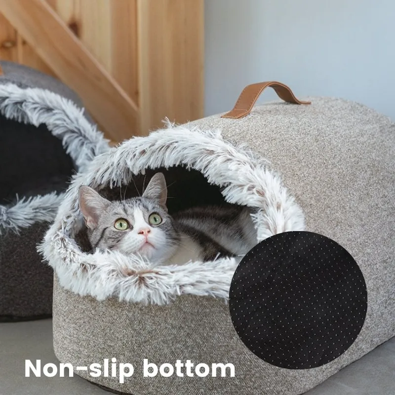 Large Enclosed Soft Fleece Cat Bed