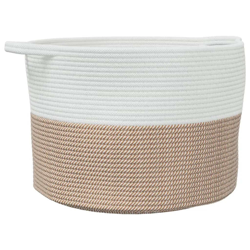 Laundry Basket Brown and White Ø55x36 cm Cotton