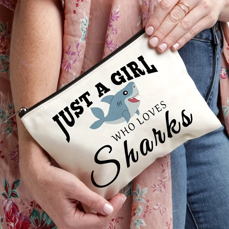 Makeup Bag Zipper Pouch - Shark Cartoon Pattern