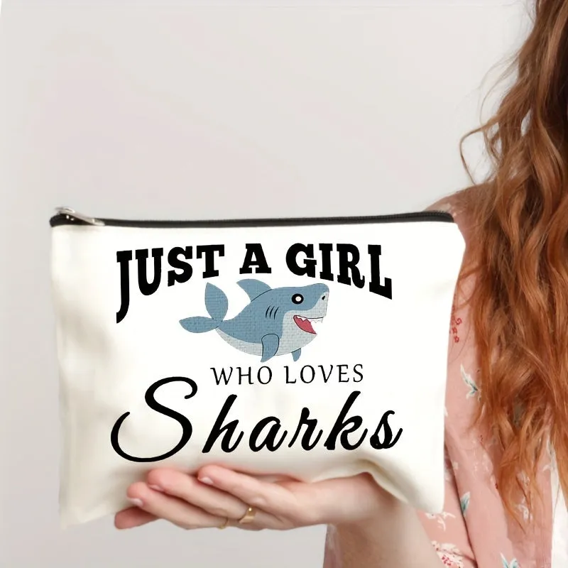 Makeup Bag Zipper Pouch - Shark Cartoon Pattern