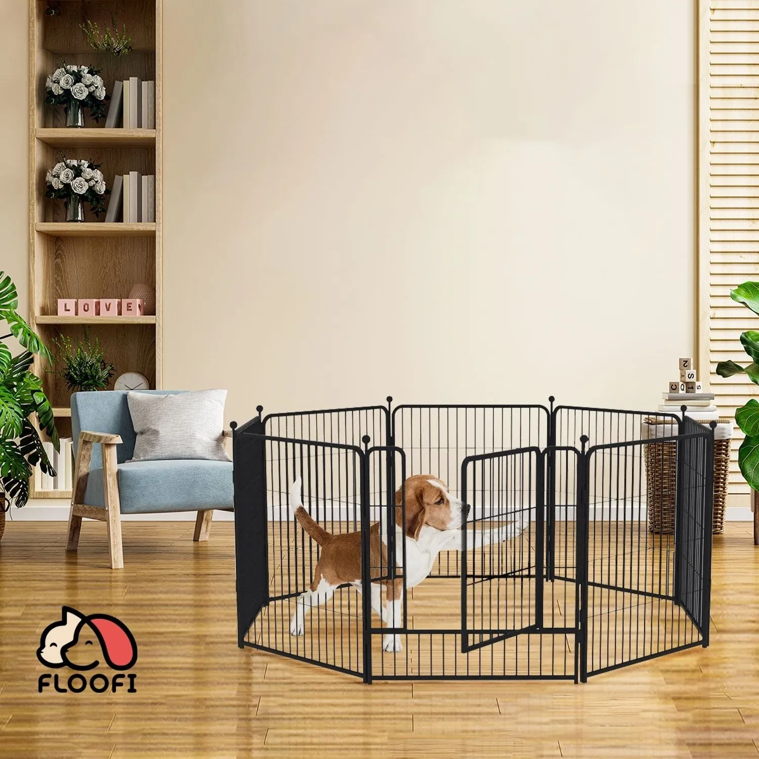 Multifunctional Pet Playpen 24" Steel Fence, 8 Panels, Floofi