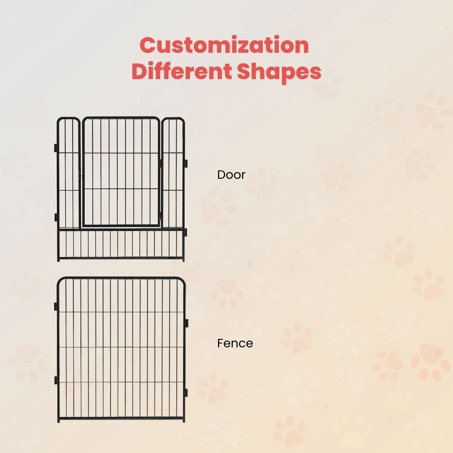 Multifunctional Pet Playpen 24" Steel Fence, 8 Panels, Floofi