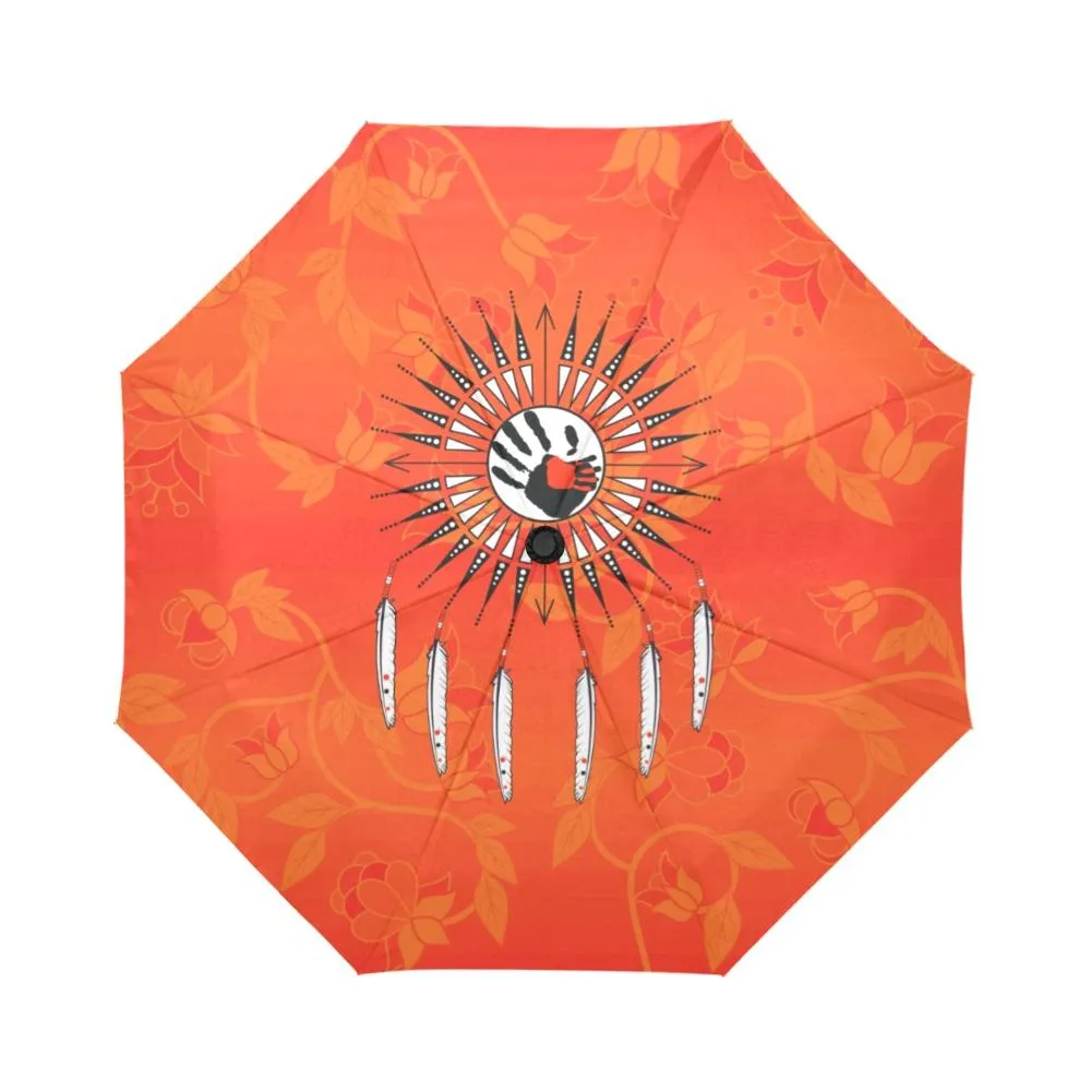 Orange Days Orange Feather Directions Auto-Foldable Umbrella