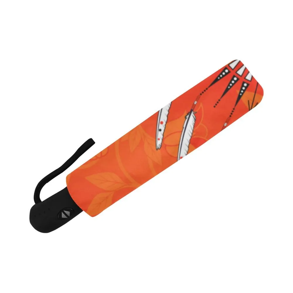 Orange Days Orange Feather Directions Auto-Foldable Umbrella