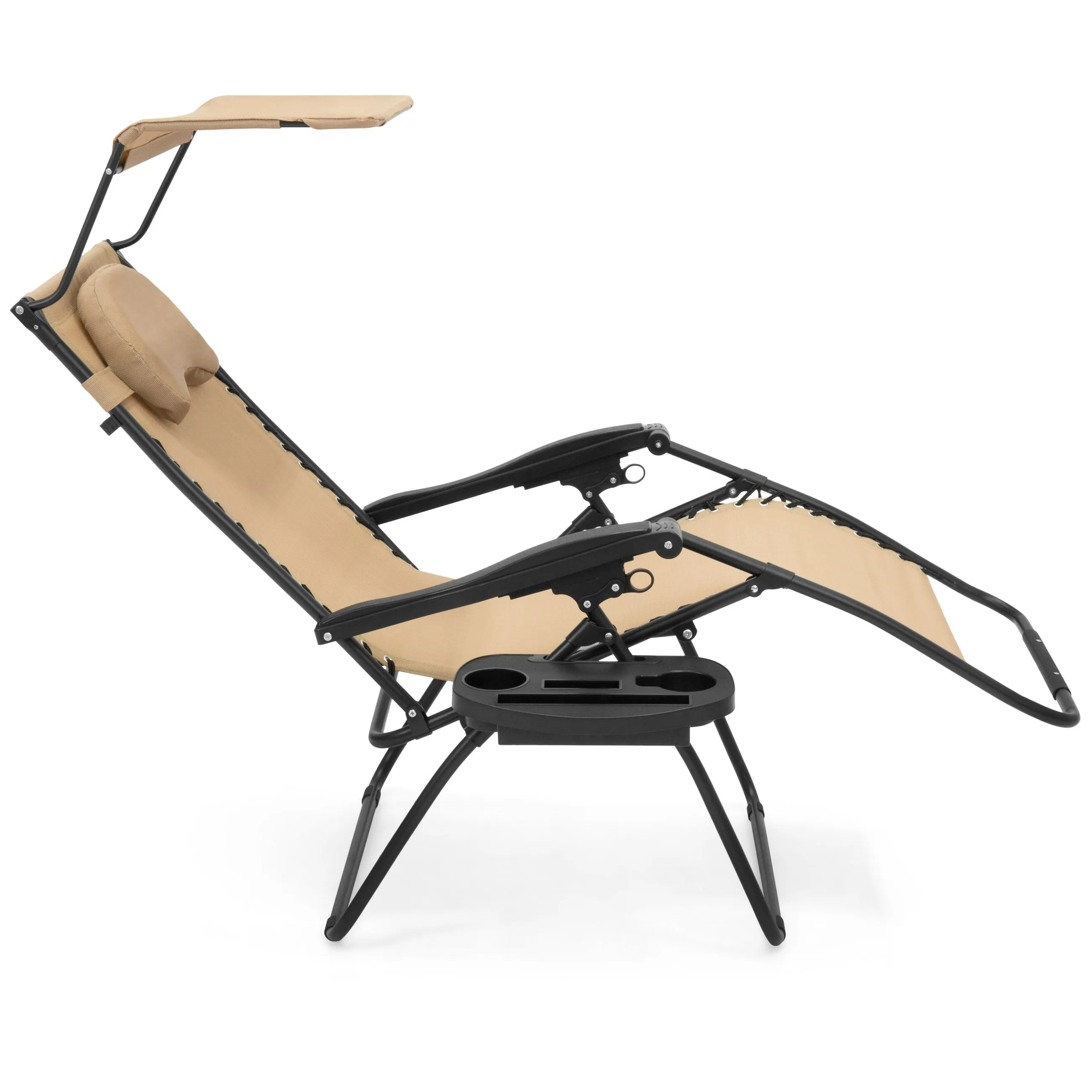 Oversized Zero Gravity Chair w/ Folding Canopy Shade Cup Holder