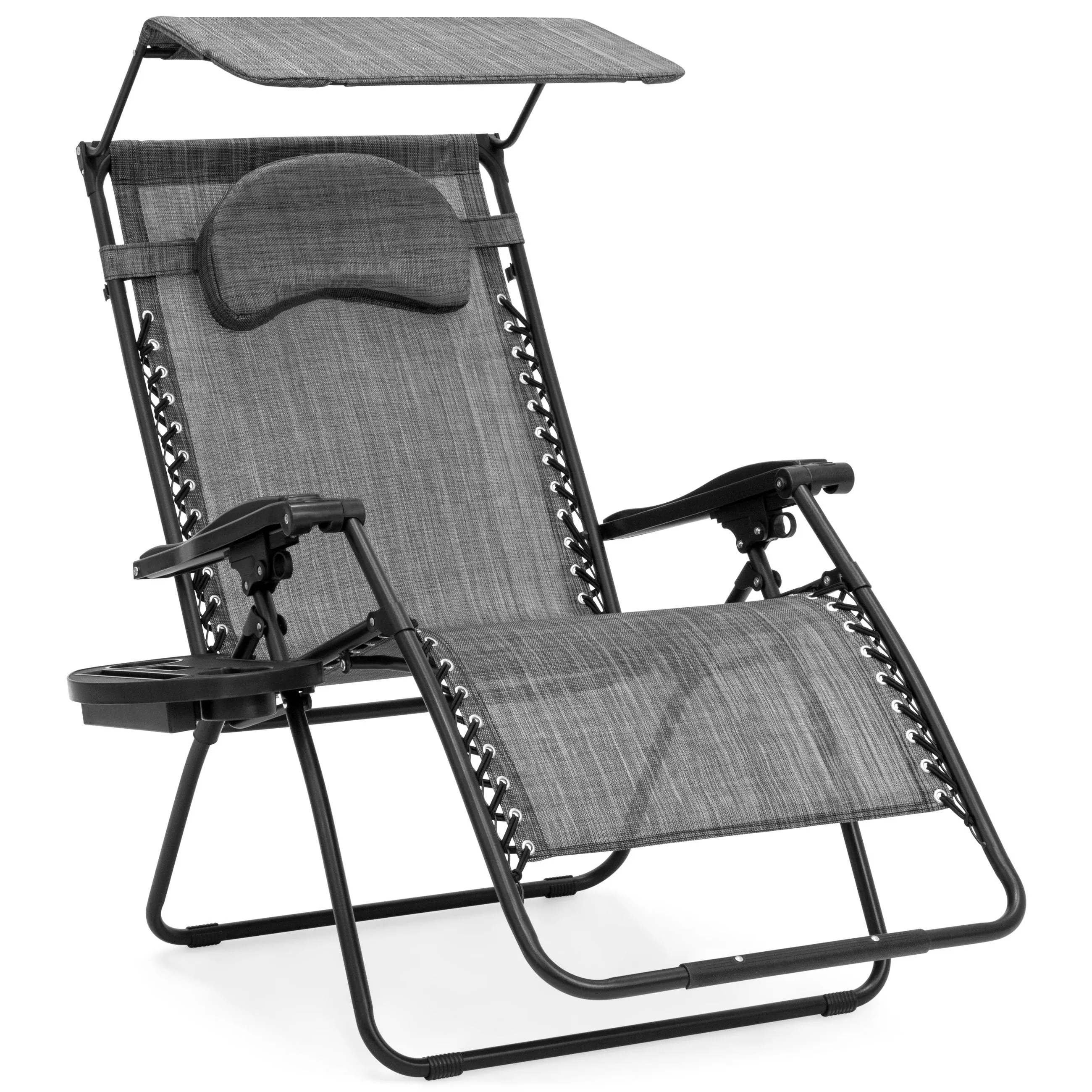 Oversized Zero Gravity Chair w/ Folding Canopy Shade Cup Holder