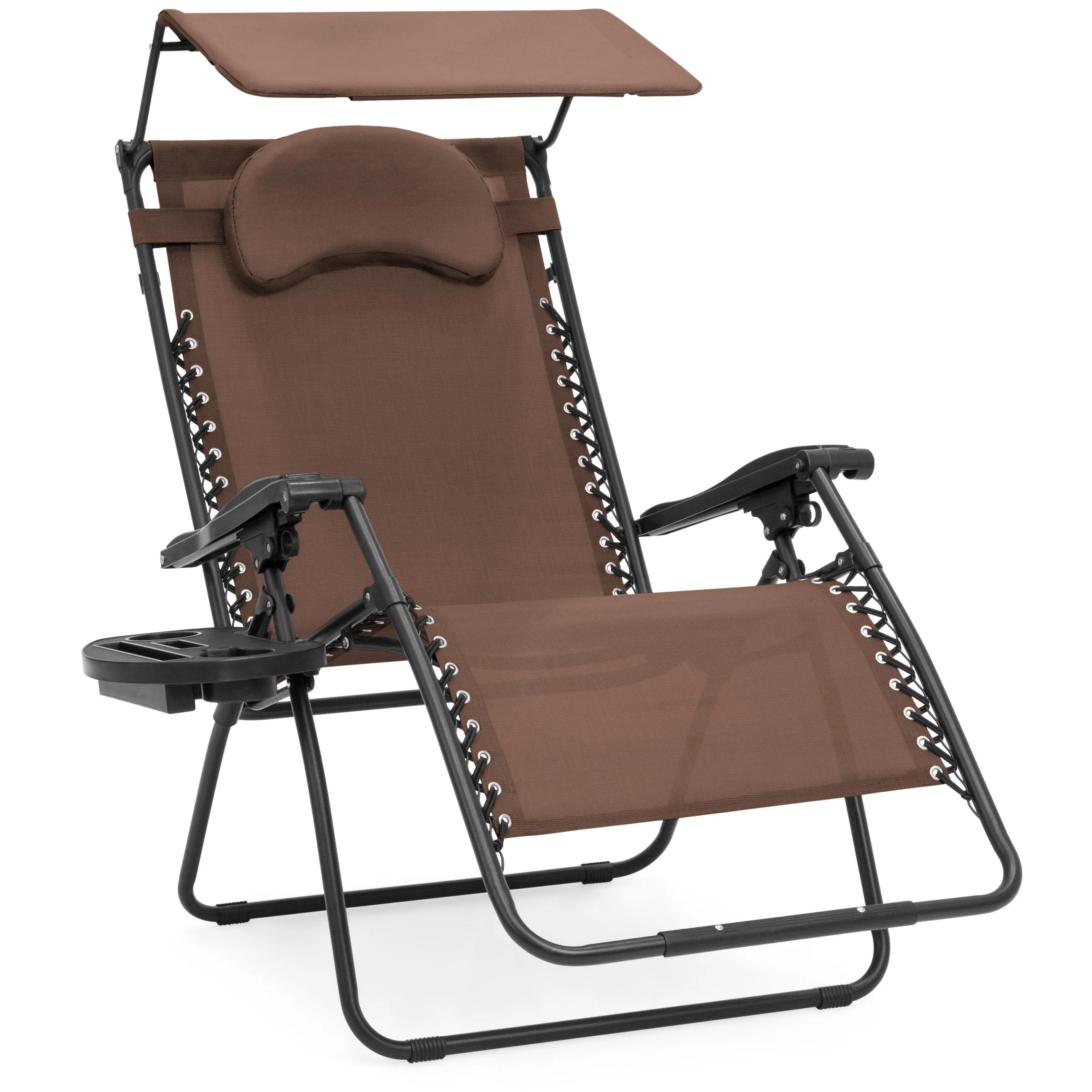 Oversized Zero Gravity Chair w/ Folding Canopy Shade Cup Holder