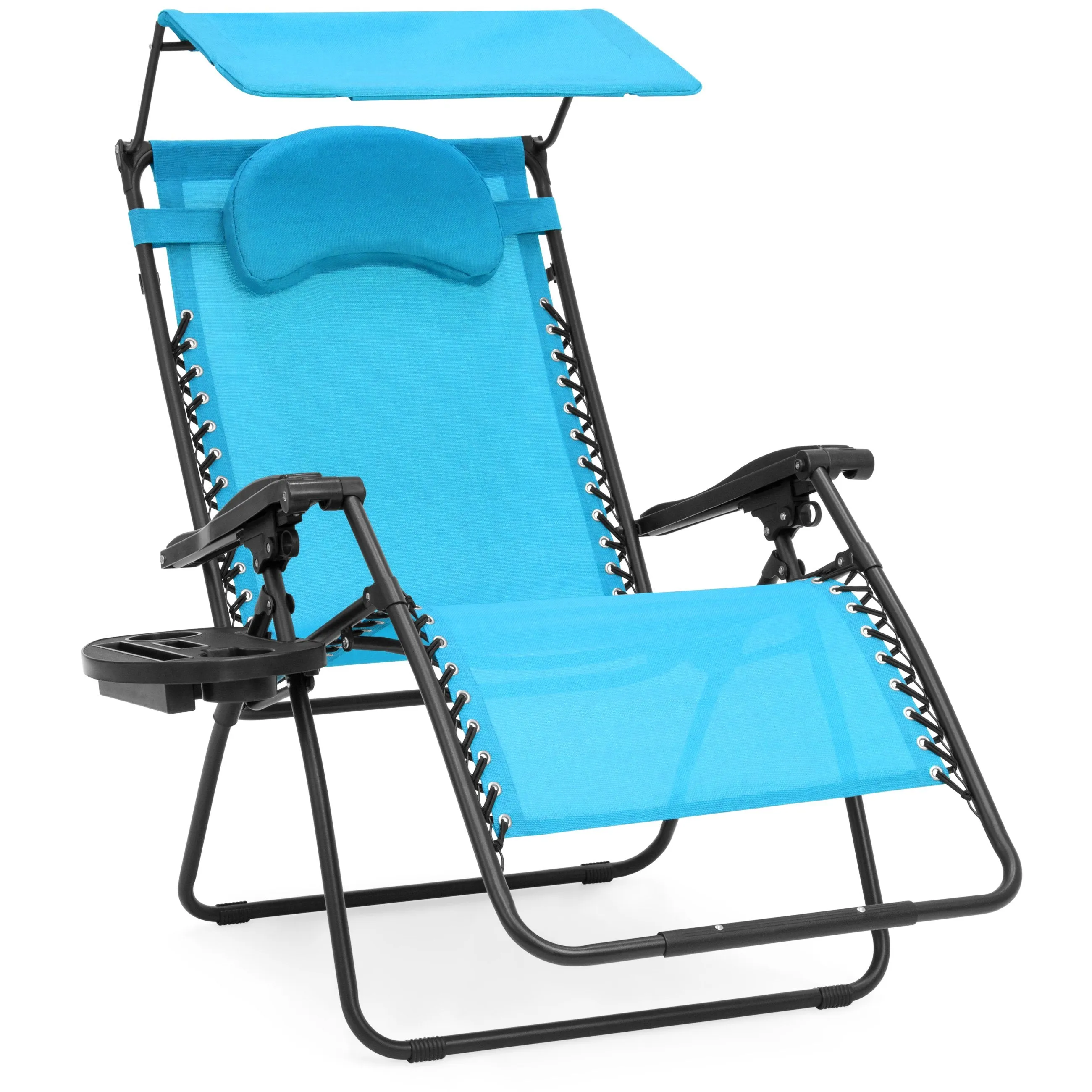 Oversized Zero Gravity Chair w/ Folding Canopy Shade Cup Holder