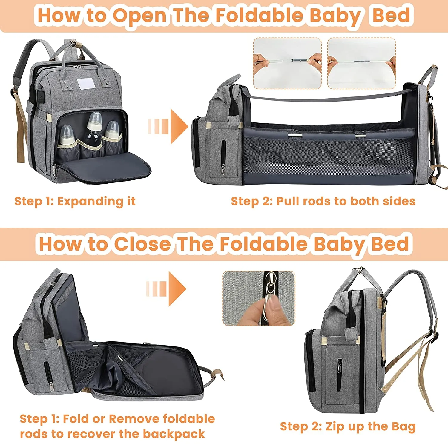 "SleepySprout Convertible Diaper Bag"