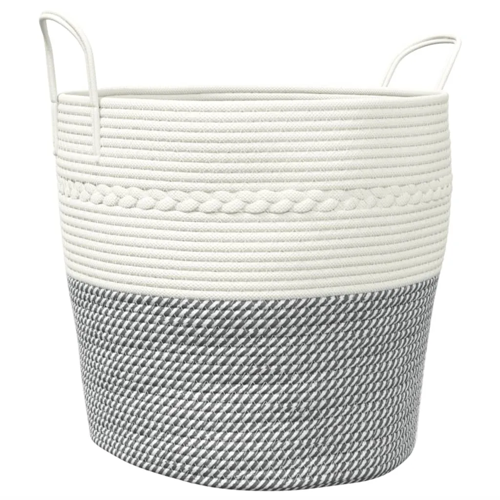 Storage Basket Grey and White Ø43x38 cm Cotton