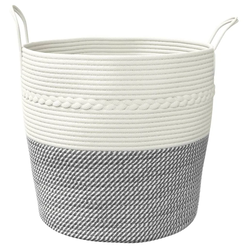 Storage Basket Grey and White Ø43x38 cm Cotton