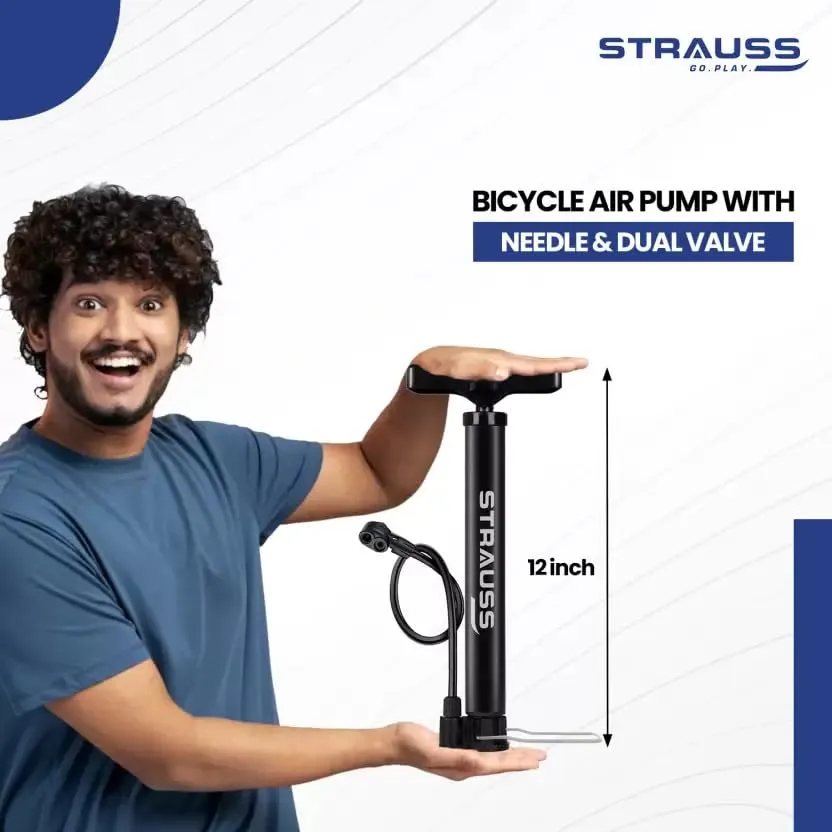 Strauss High Pressure Multipurpose Air Pump |Cycle Pump for Bicycle, Car, Football,Basketball |Balloon Pump Machine |Inflator Bicycle Floor Pump | Portable Hand Pump for Indoor & Outdoor Use,(Orange)