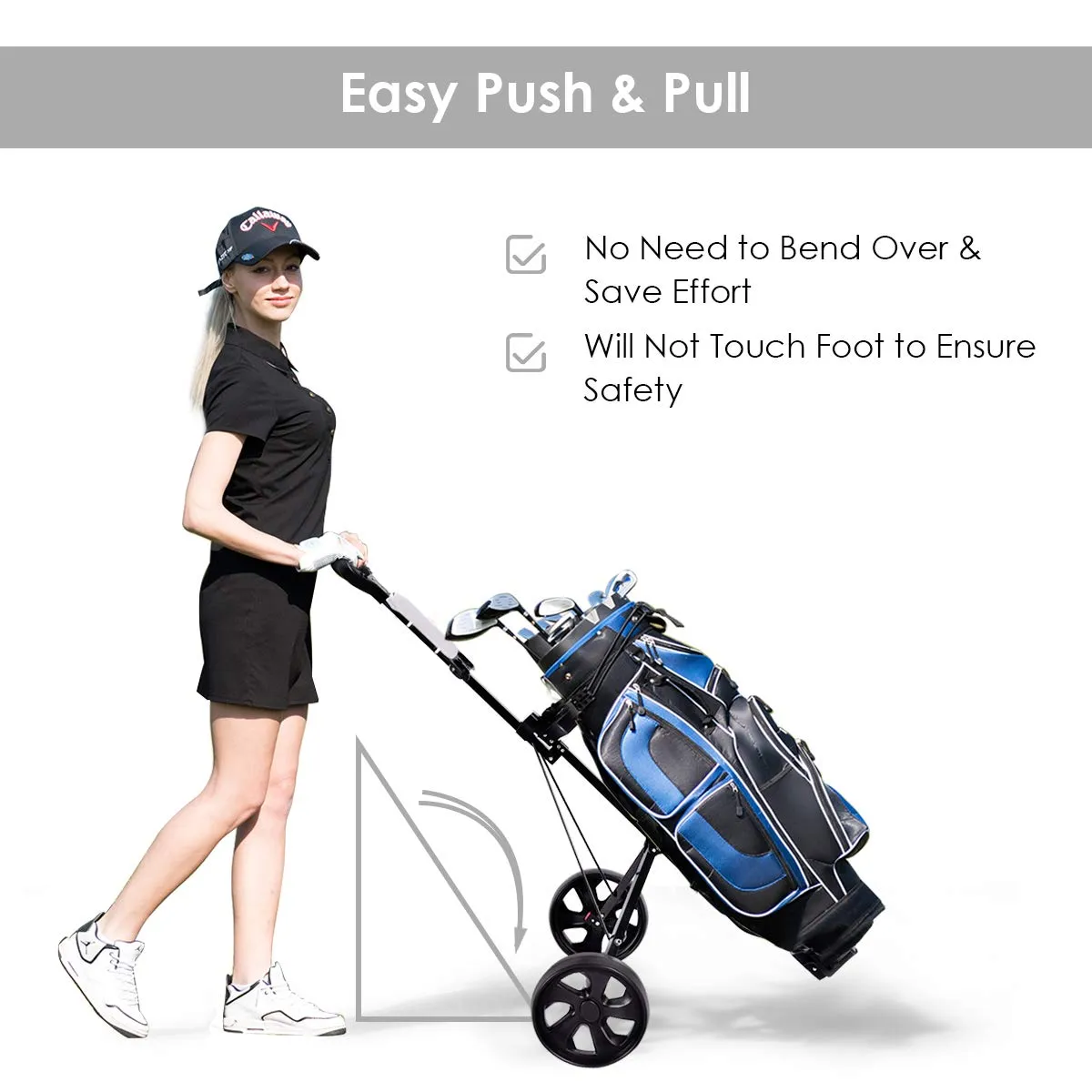 Tangkula Golf Push Pull Cart, Lightweight Foldable 2 Wheels Push Pull Golf Cart Trolley, Walking Push Golf Cart