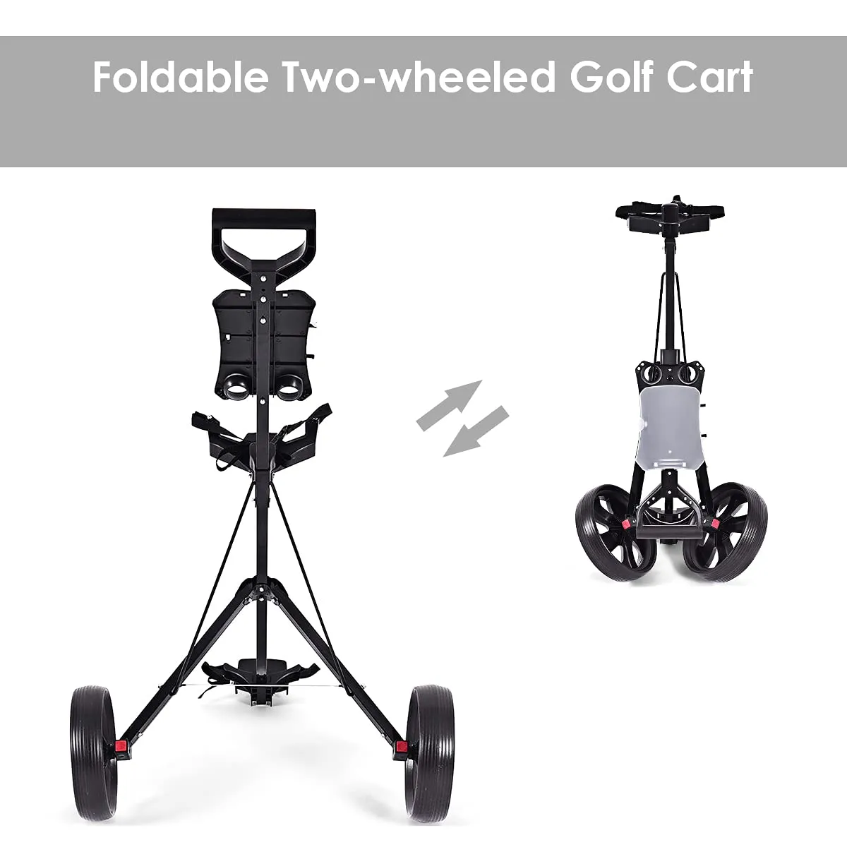 Tangkula Golf Push Pull Cart, Lightweight Foldable 2 Wheels Push Pull Golf Cart Trolley, Walking Push Golf Cart