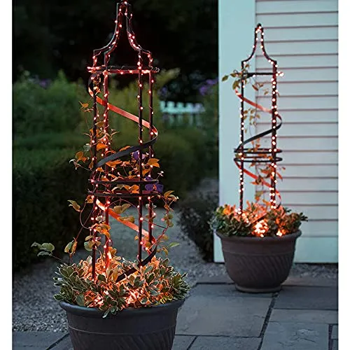 Twinkle Star 2 Pack Outdoor Solar String Lights, 39.4 FT 120 LED Solar Powered Decorative Fairy Lights with 8 Modes, Waterproof Black Wire Light for Thanksgiving Patio Yard Trees Party, Orange