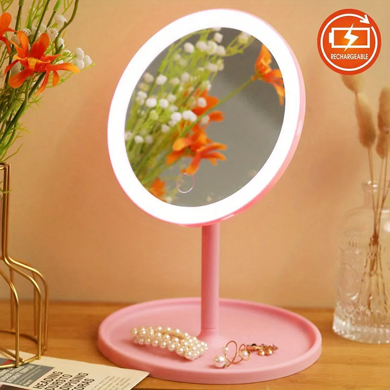 USB Rechargeable LED Vanity Mirror Portable Rotatable Illuminated Light