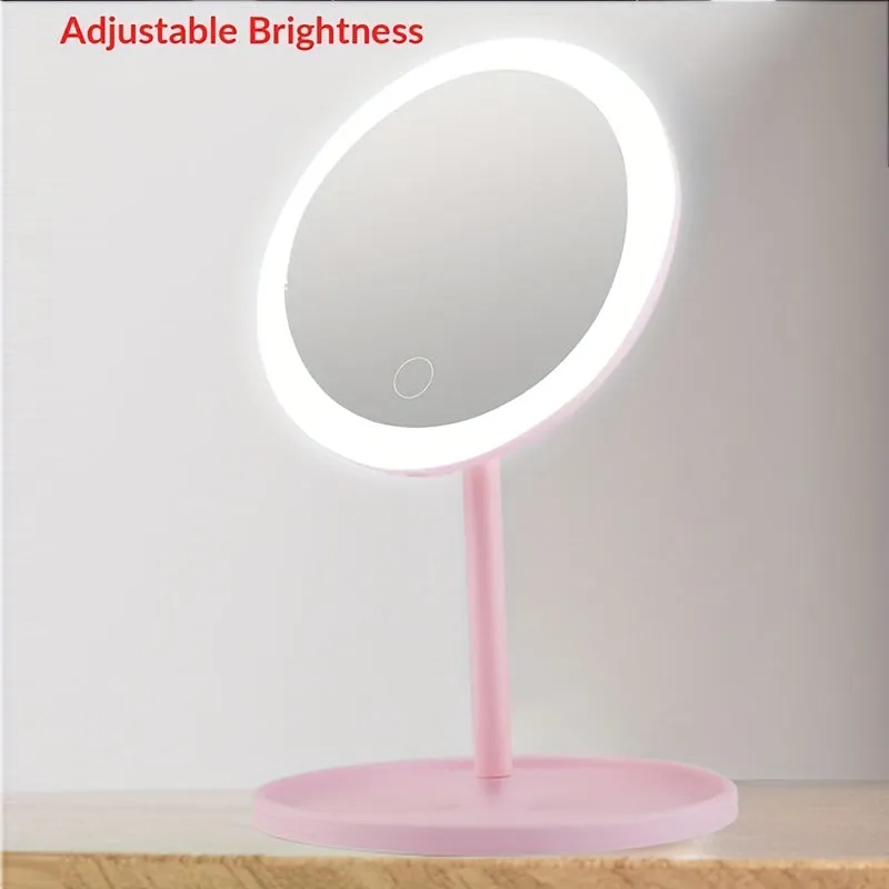 USB Rechargeable LED Vanity Mirror Portable Rotatable Illuminated Light