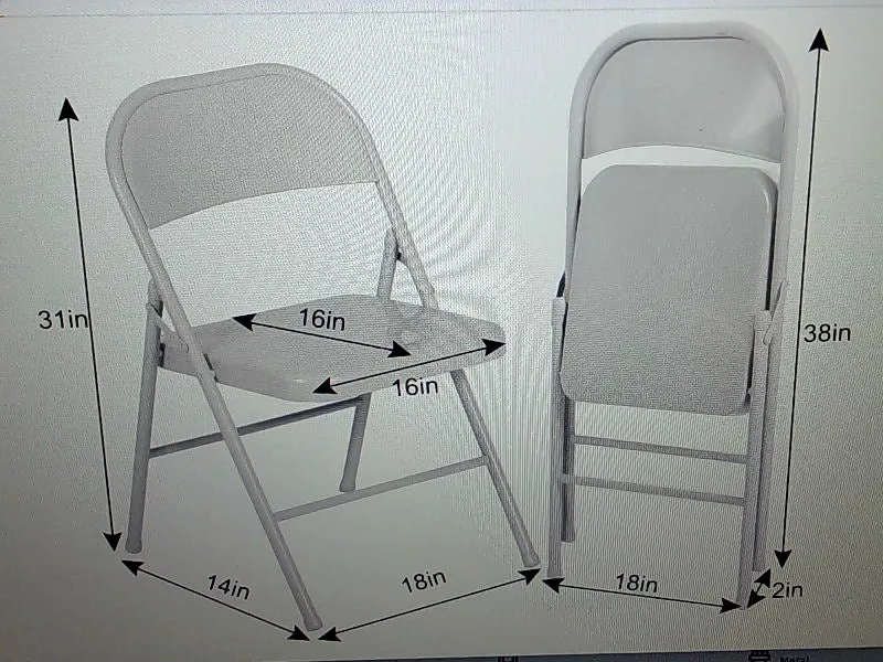 VECELO Foldable Metal Chairs, Set of 4 - Grey