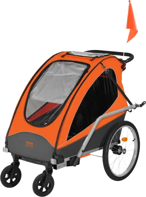 Vevor Bike Trailer Child Carrier 2-in-1 Converts to Stroller 100 Lbs Capacity Foldable 7" and 20" Wheel Diameter New