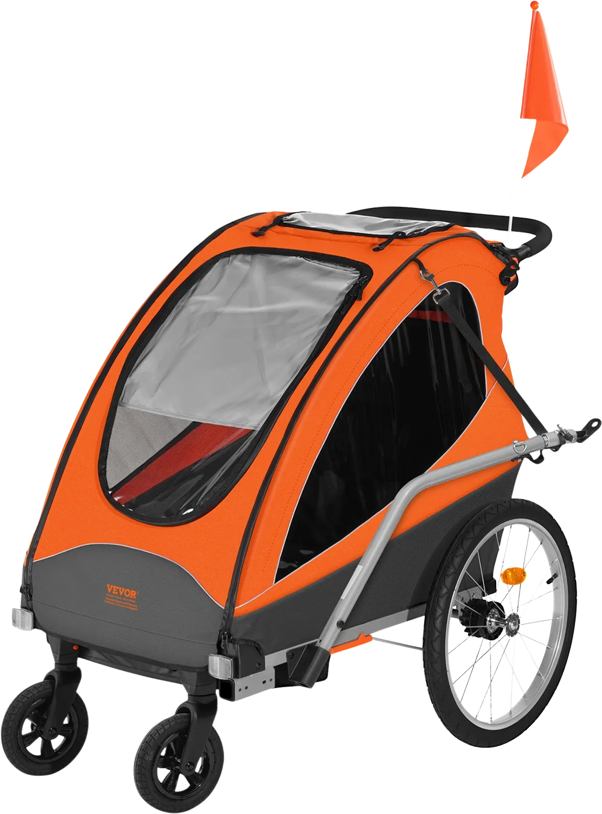 Vevor Bike Trailer Child Carrier 2-in-1 Converts to Stroller 100 Lbs Capacity Foldable 7" and 20" Wheel Diameter New