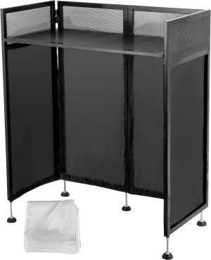 Vevor DJ Booth Facade 20" x 40" Table Top Foldable Metal Frame Height Adjustable Black and White Scrims New