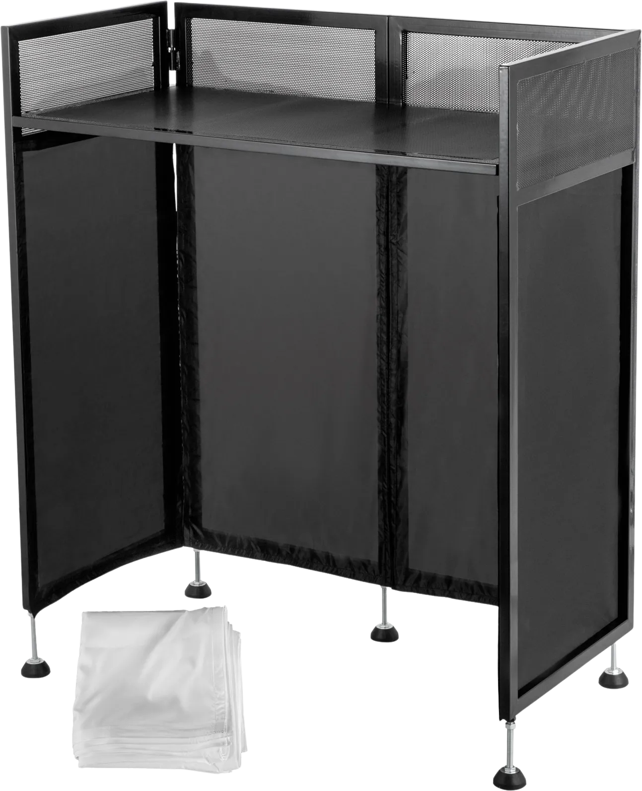 Vevor DJ Booth Facade 20" x 40" Table Top Foldable Metal Frame Height Adjustable Black and White Scrims New