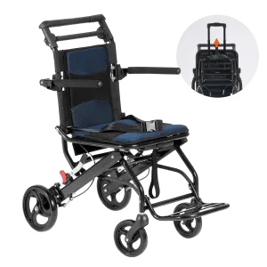 Vevor Wheelchair 15.7" Seat Lightweight Foldable Aluminum Alloy Transport Chair 220 Lbs Capacity New