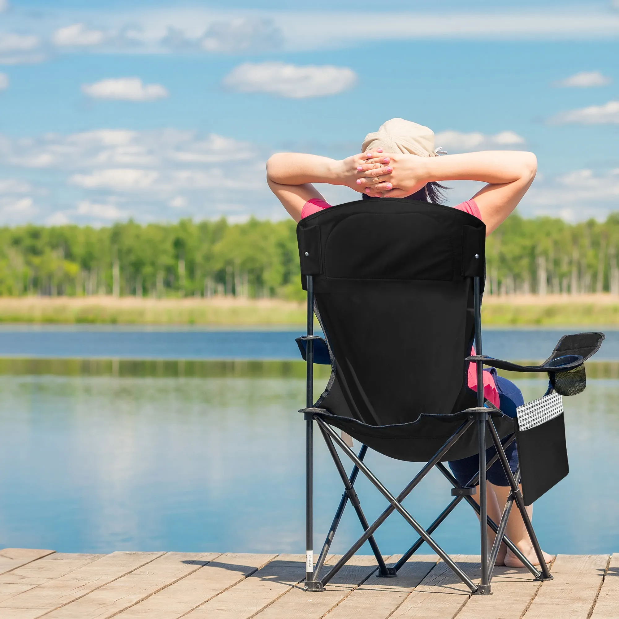 Voyager Folding Camping Chair 2-Pack, Lightweight with Pocket and Drinks Holder, Holds up to 120kg Each, Easy to Transport, Foldable Outdoor Chair Set