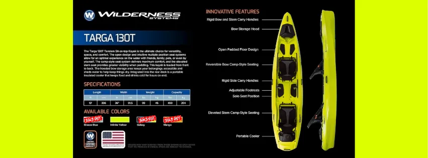 WILDERNESS SYSTEMS TARGA 130T ELITE ALUMINUIM SEATS KAYAKS